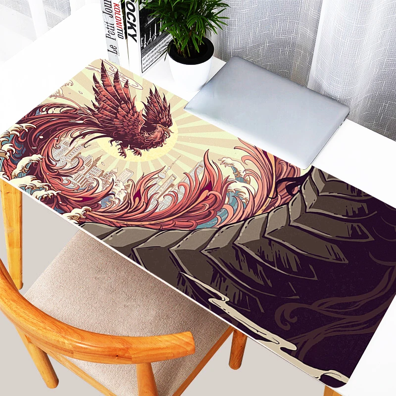 

Mouse Pad Anime Chinese Phoenix Bird Extended Desktop Mouse Mat 900x400 Mousepad Laptop HD Print Table Mat Kawaii Keyboard Pad