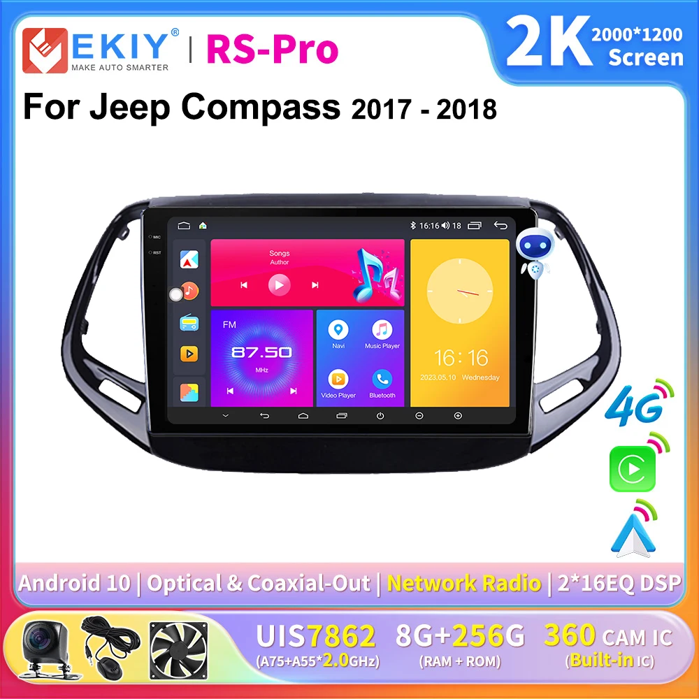 

EKIY 2K Screen CarPlay Car Radio For Jeep Compass 2017-2018 Android Car Multimedia GPS Player Autoradio Navi Stereo 4G Ai Voice