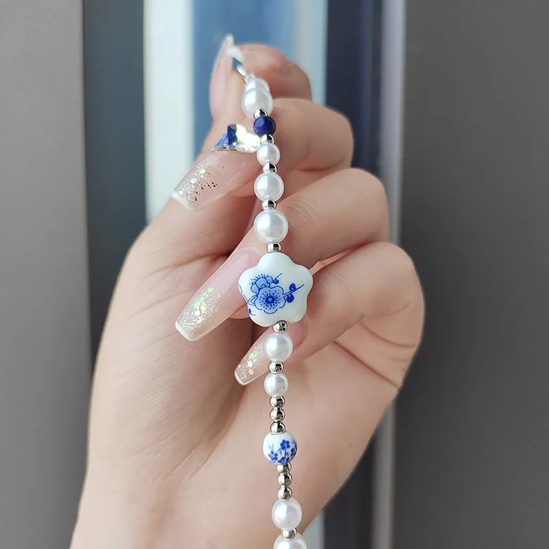 Chinese Style Pearl Bracelet For women\'s Elegant Blue And White Porcelain Bracelet Accessories Design Bracelet Jewelry wholesale