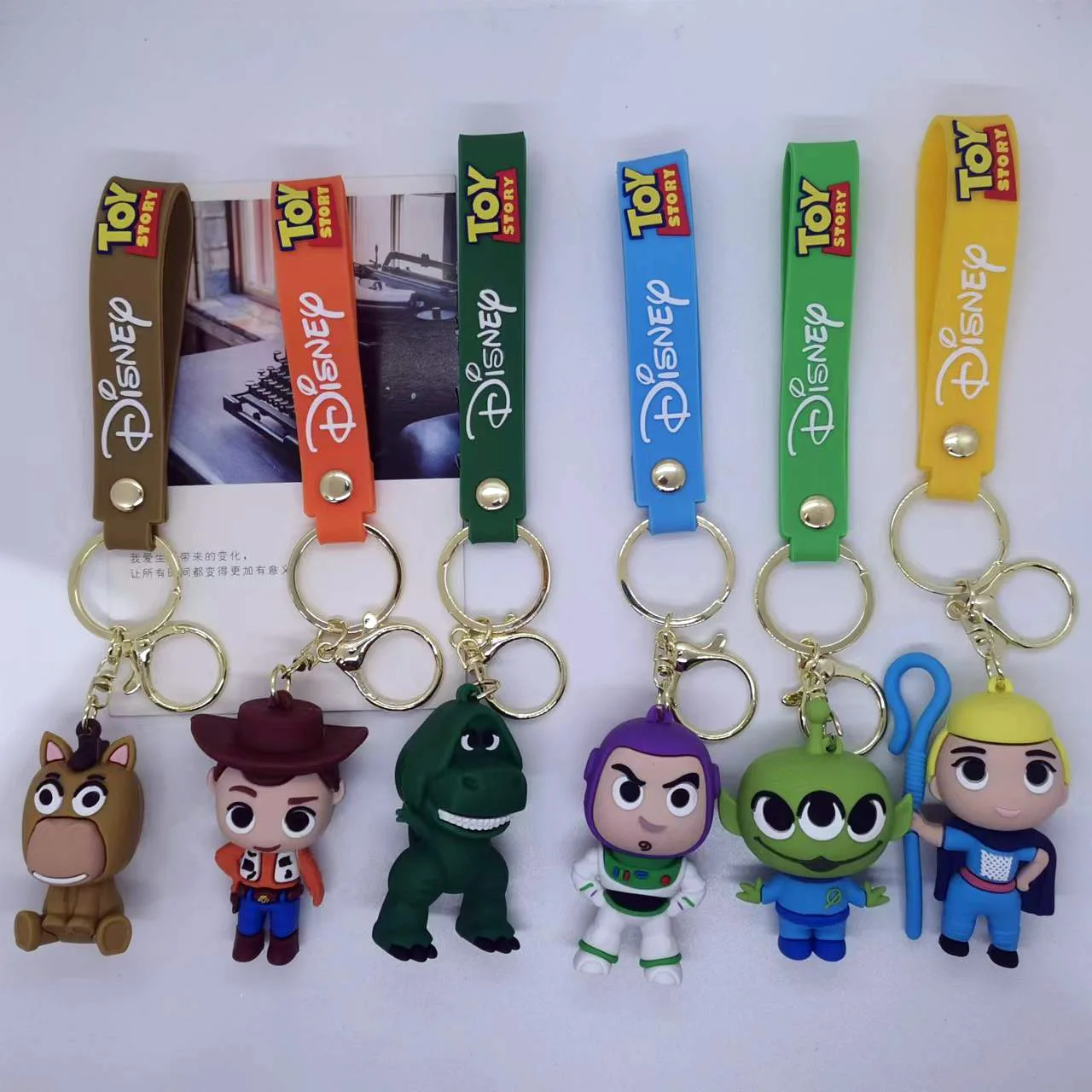 Anime Disney Toy Story Keychains Buzz Lightyear Woody Lotso Keyring Collection Doll Bag Car Accessory Christmas Birthday Gifts