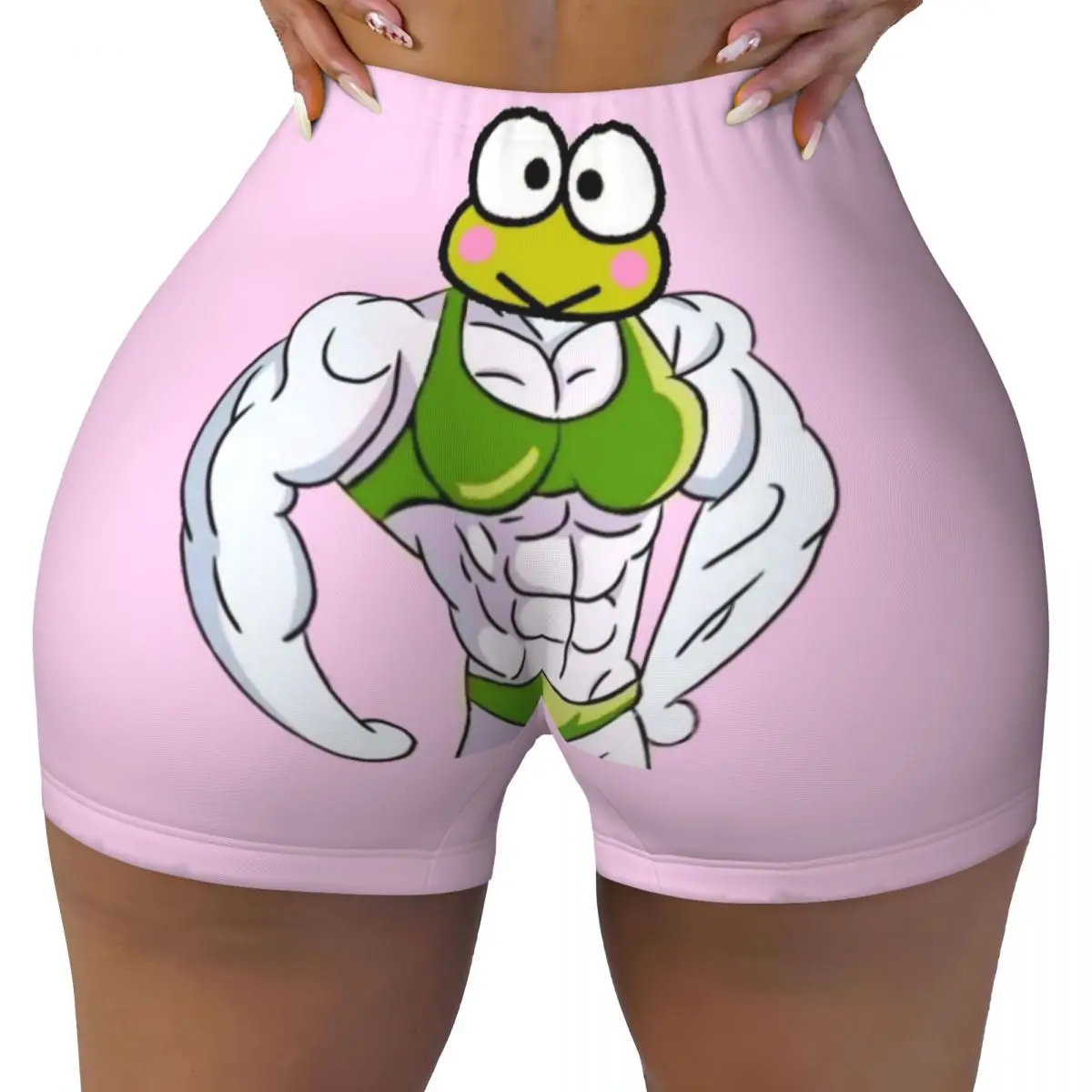 

Custom MuscleCute Kerokero Keroppi Gym Biker Running Shorts Women Workout Yoga Shorts