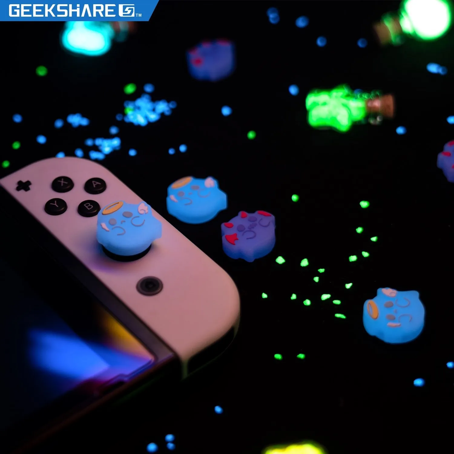 GeekShare Thumb Grip Caps Luminous Ghost Joystick Caps For Nintendo Switch Oled Silicone Cover For NS Accessories