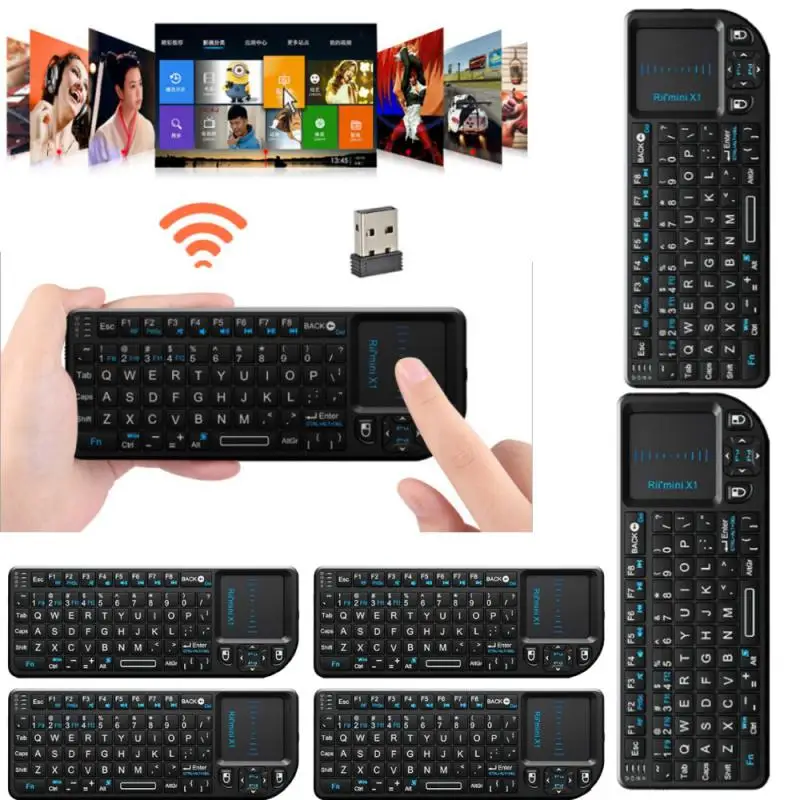 Mini 2.4G RF Wireless Keyboard Spanish French Russian English Keyboard Backlight Touchpad Mouse for PC Notebook Smart Tv Box