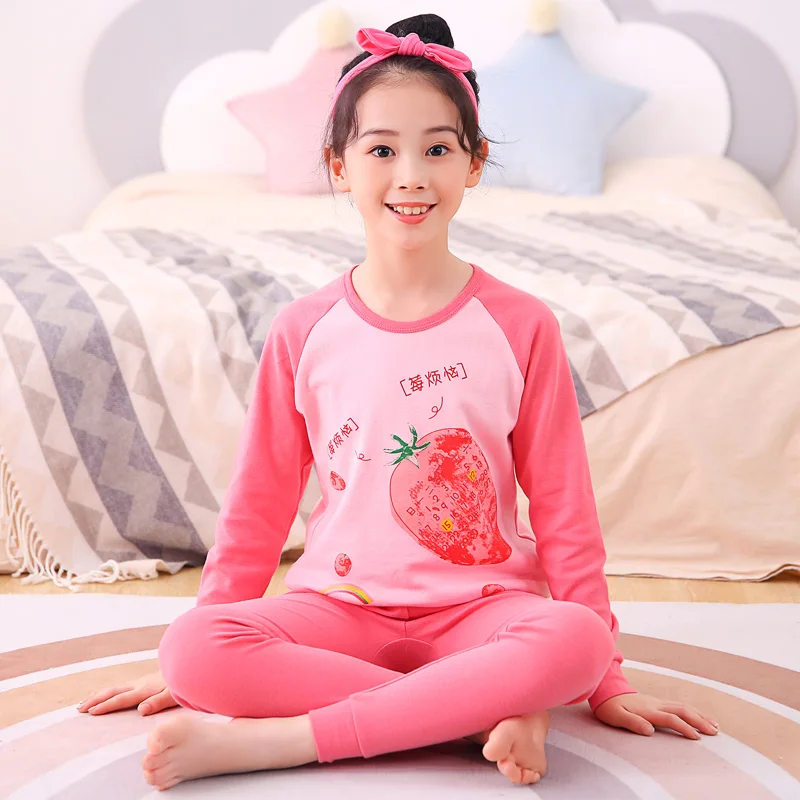 

Girls fall pants suit, pure cotton, boys spring and autumn thin paragraph, large children's pajamas, children's underwear