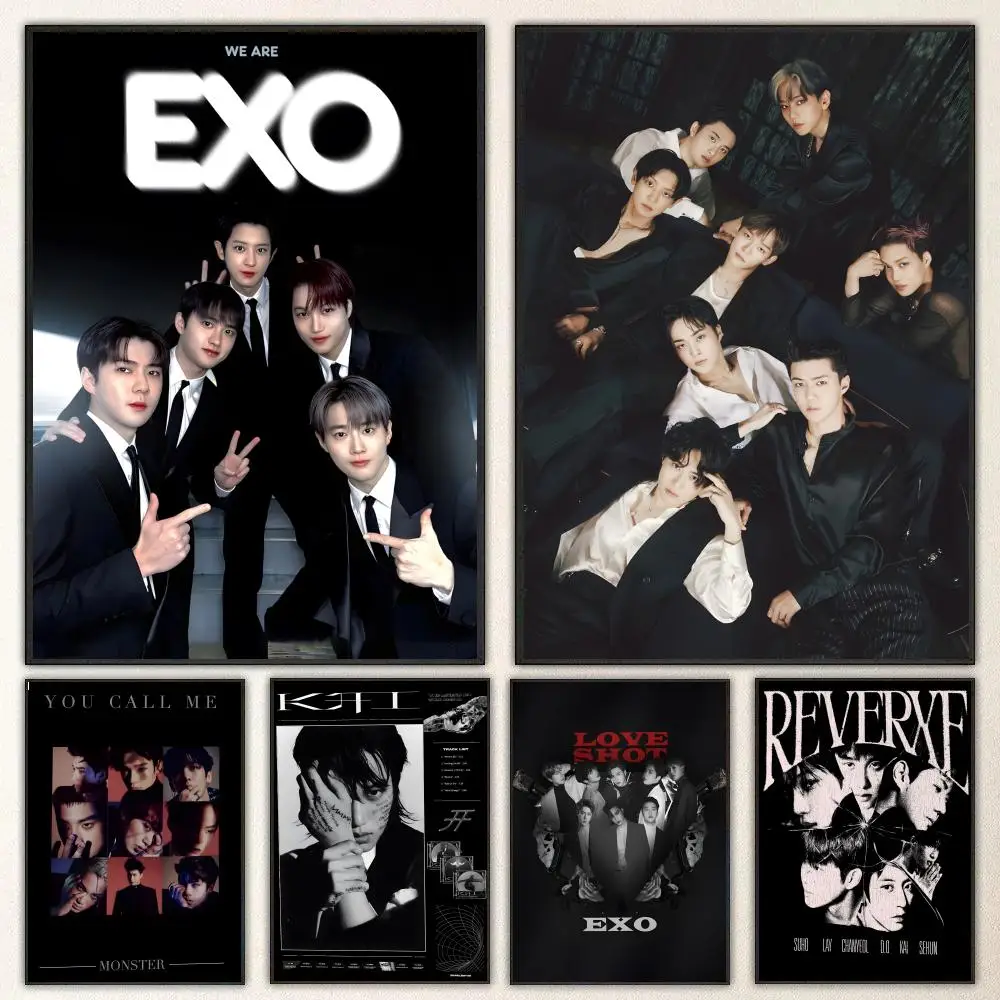 Boy Group EXO Poster Self-adhesive Art Waterproof Paper Sticker Coffee House Bar Room Wall Decor