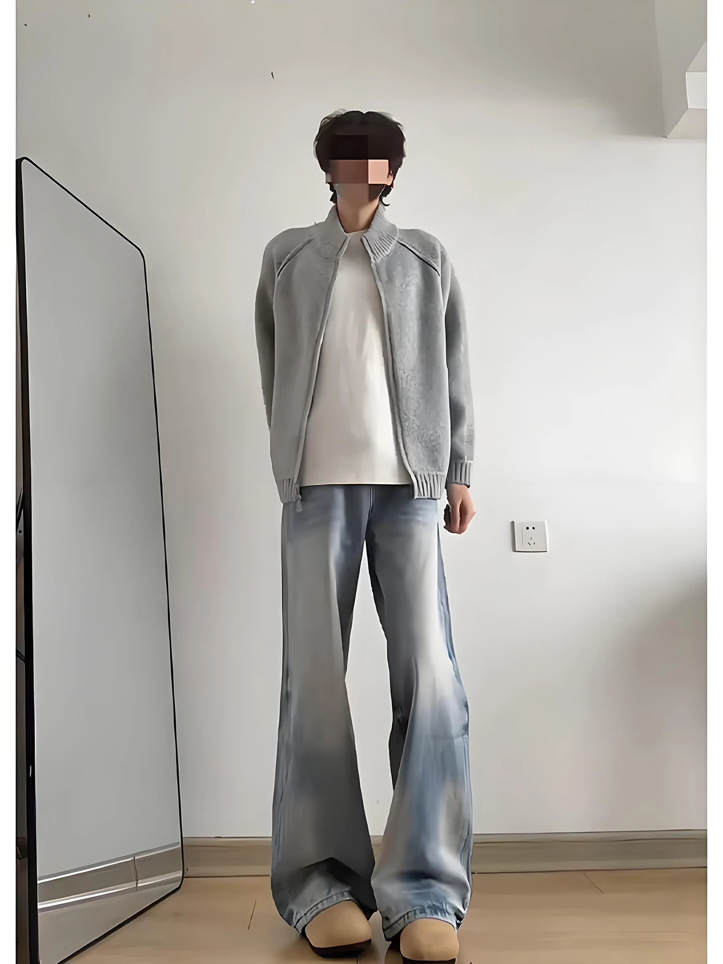 

Мужской кардиган с двойной молнией и воротником-стойкой, повседневный, свободного кроя, вязаный, плотный, в американском стиле, для отдыха