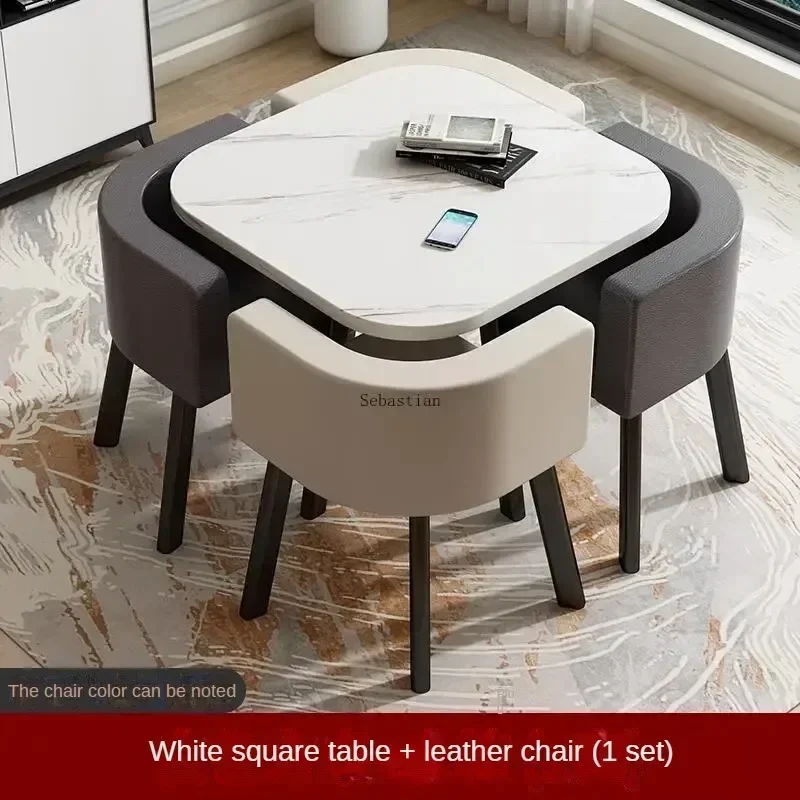 Simple Reception Table and Nordic Chair Combination 4 People Leisure Negotiation Small Round Table Office Table