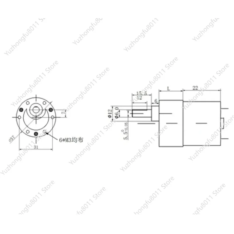 DC Gear Motor High Torque 37mm 6V/12V/24V All Metal Gear Box 7RPM-960RPM Gearmotor Eccentric Shaft Geared Motor JGB37-520 view 6