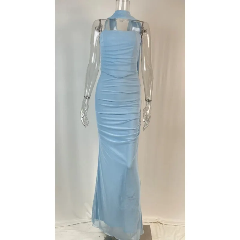 XIZOU 2025 우아한 투피스 드레스 세트, 여성 패션 매칭 세트, 섹시 크롭탑과 롱 세트 캐주얼 섹시 드레스