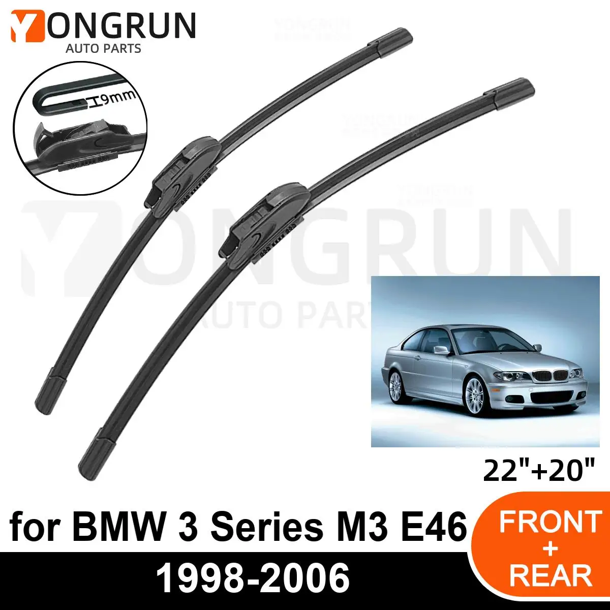 

Car Front Windshield Wipers For BMW 3 Series M3 E46 1998-2006 Wiper Blade Rubber 22"+20" Car Windshield Windscreen Accessories