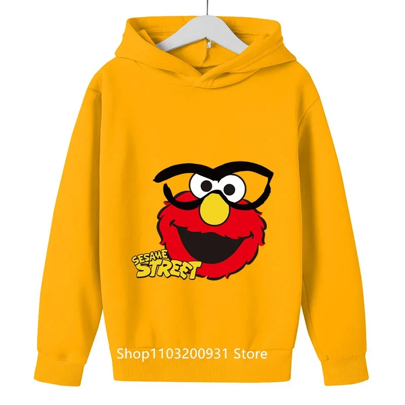 2024 Autumn New Sesame Street Hoodie Kids Knitted Sweatshirts Baby Girls Cartoon Pullover Clothes Boys Hoody Outerwear