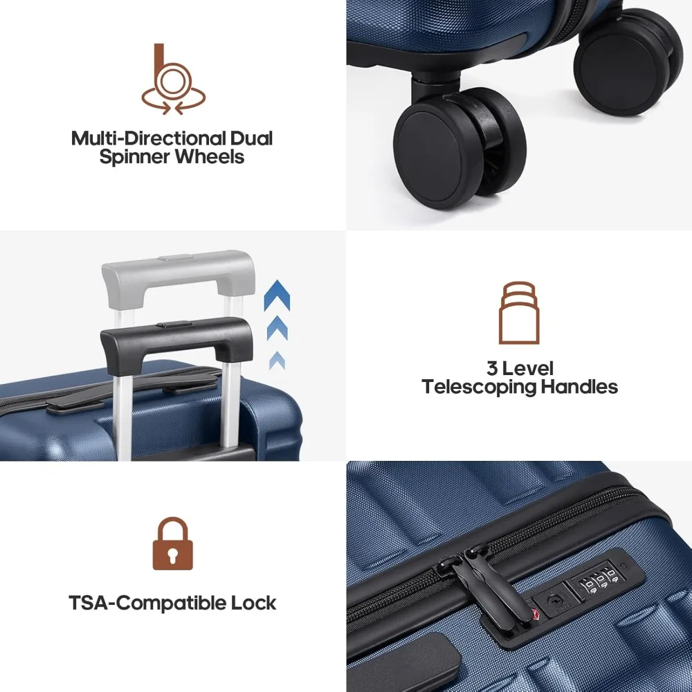 Expandable Hard Shell 20 Inch Spinner Luggage Set with TSA Lock, Fully Lined Interior for Travel Convenience
