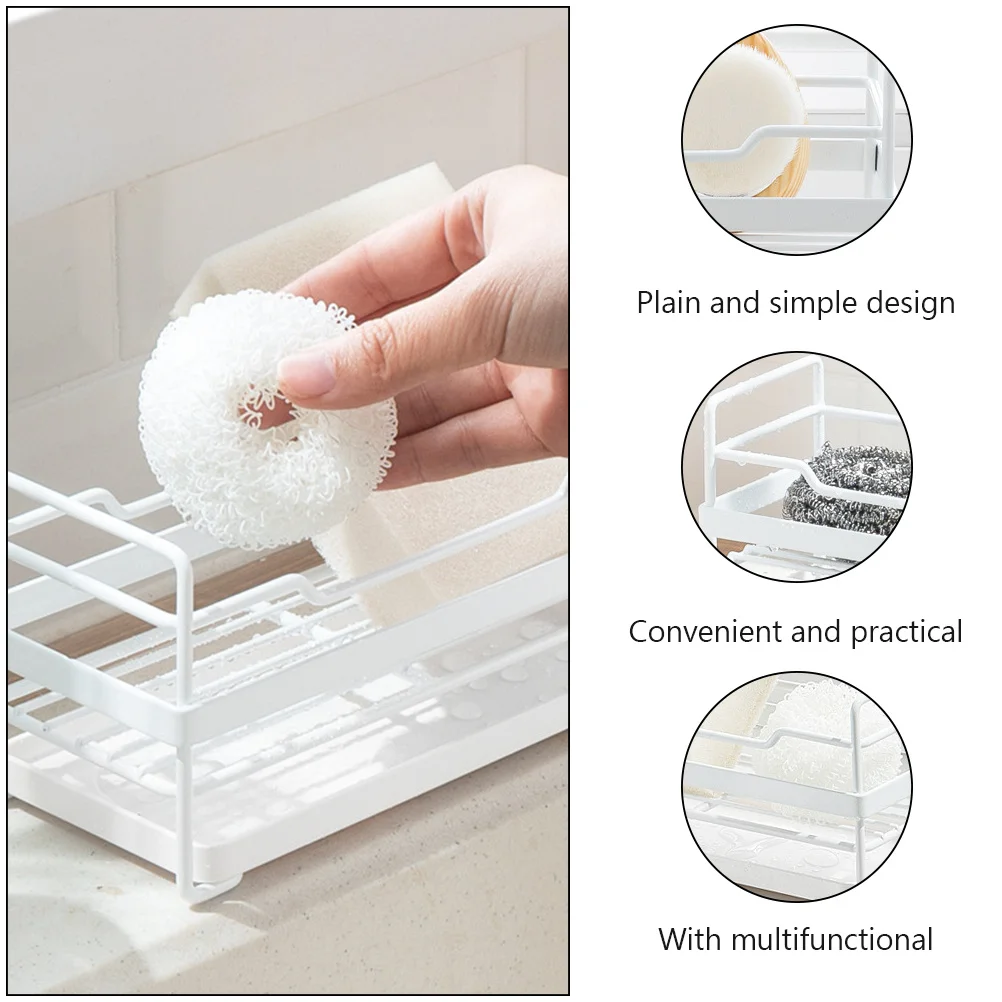 

Kitchen Holder Stand Iron Storage Rack Plain Multifunctional Organizer Shelf Practical Bathroom Kitchen Countertop Use