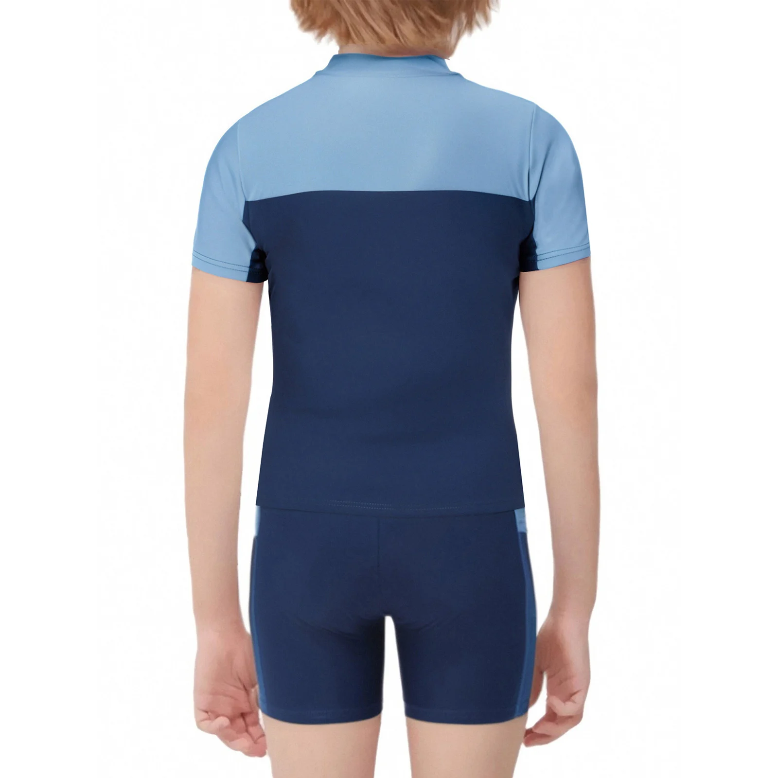 Quickdry الأولاد قطعتين المايوه ملابس السباحة قصيرة الأكمام البريدي قميص السباحة مع جذوع طفح الحرس مجموعات لركوب الأمواج الرياضة السباحة