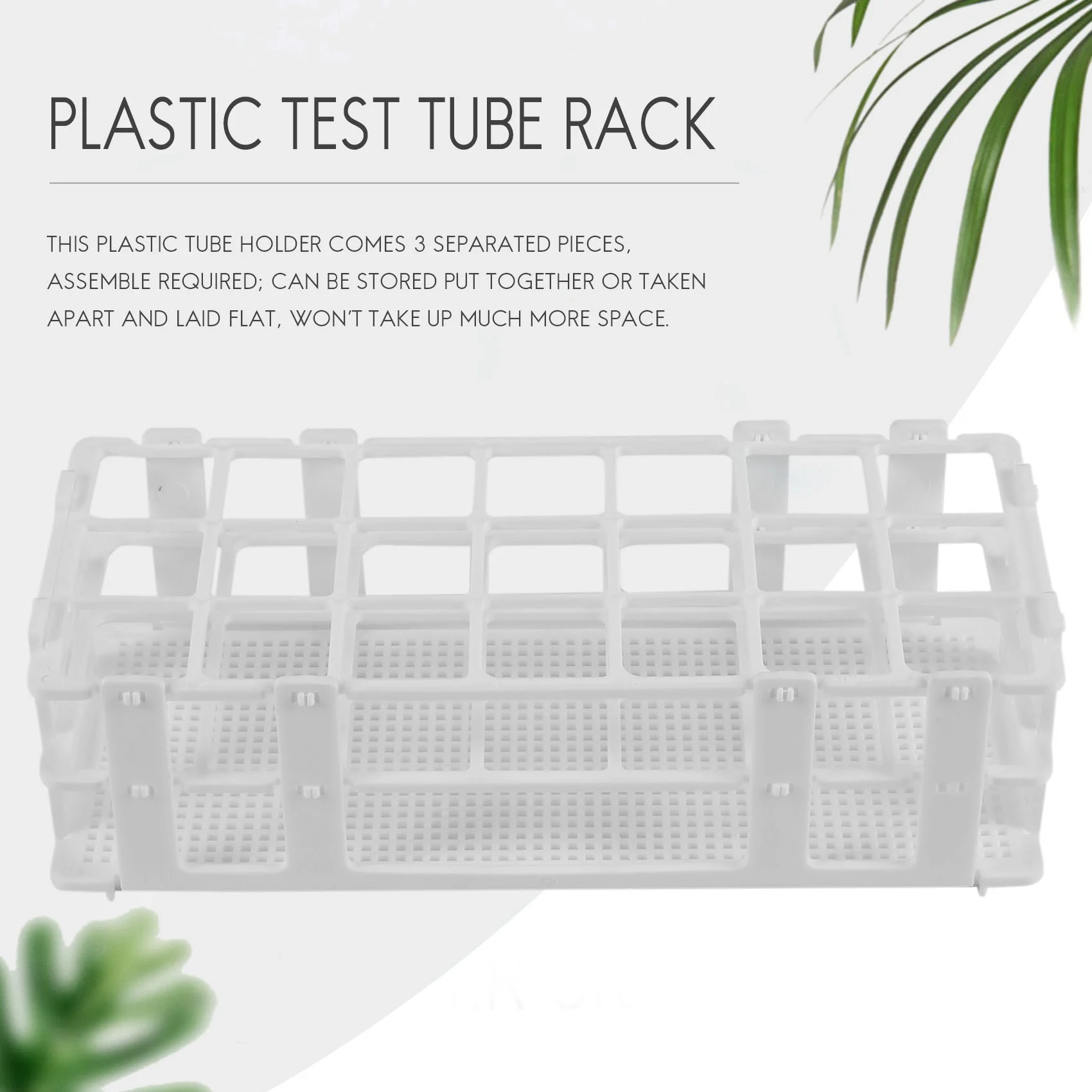 3 Packs Plastic Test Tube Rack, 21 Holes Lab Test Tube Rack Holder for 30mm Test Tubes, White, Detachable (21 Holes)