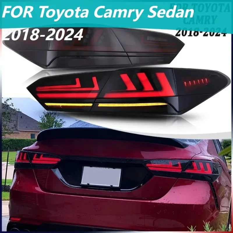 

For Toyota Camry Sedan 2018-2024, 1Set LED Smoke Tail Lights, Plug and Play Brake Lamps with Turn Signal