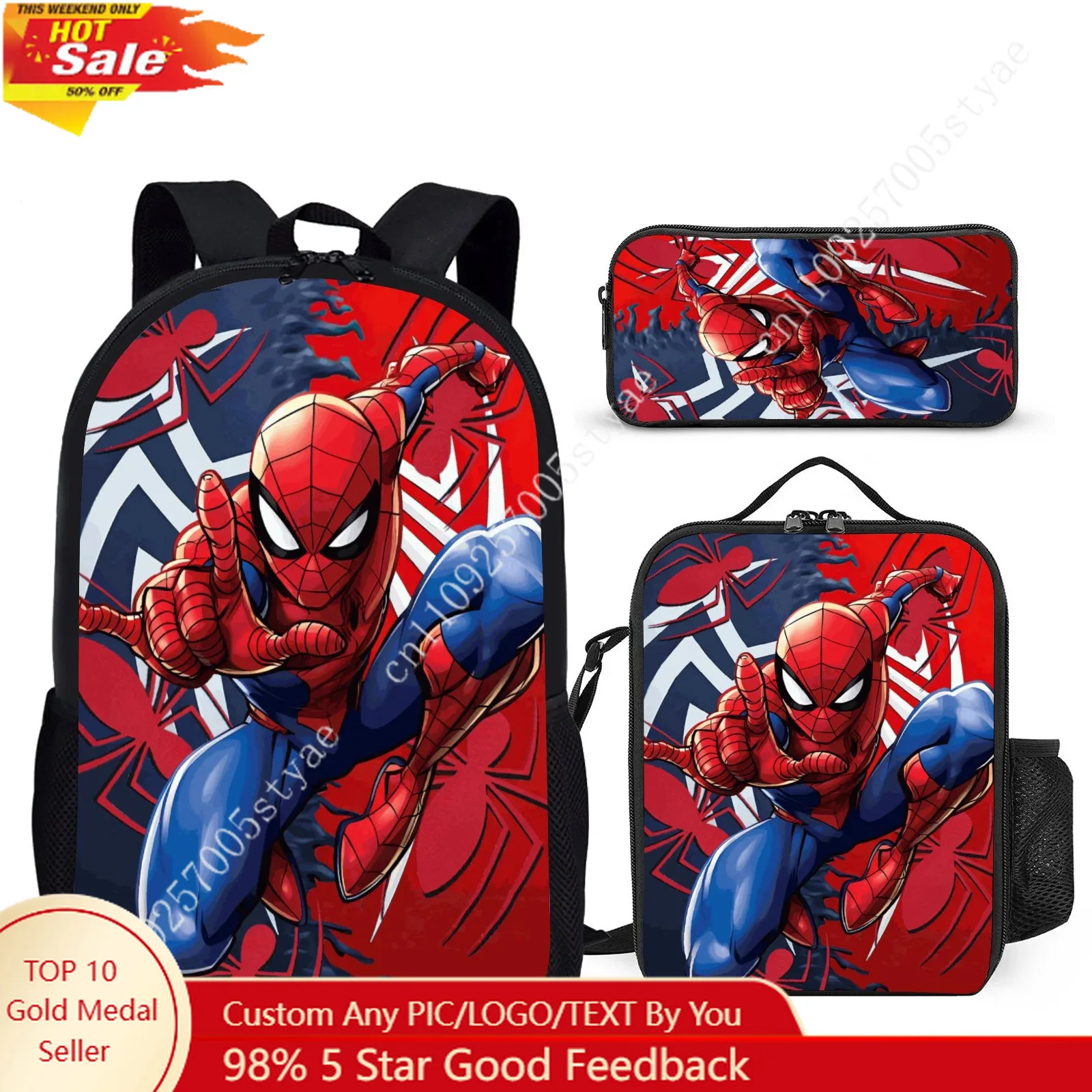 

Marvel Spider-Man Backpack 3 Set Shoulder Backpacks Bags with Crossbody Bag Pencilbox Daily Computer Bookbag 17in