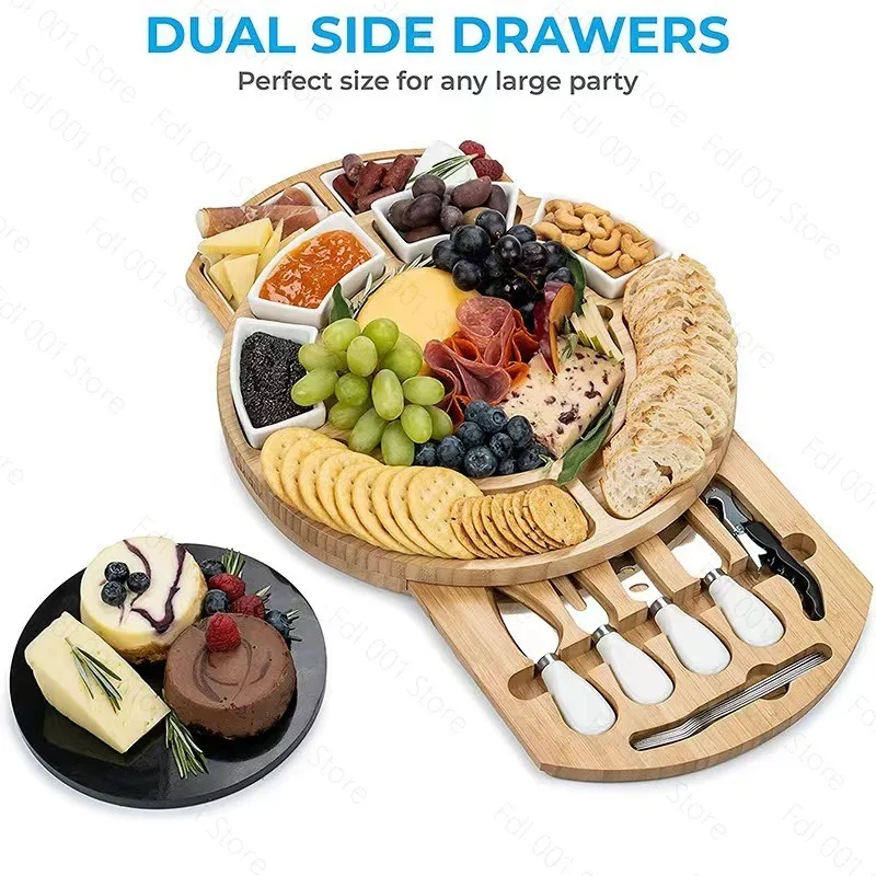Solid Wood Multifunctional Pull-out Cutting Board - Household Food Serving Chopping Board for Cheese Bread Fruit Steak