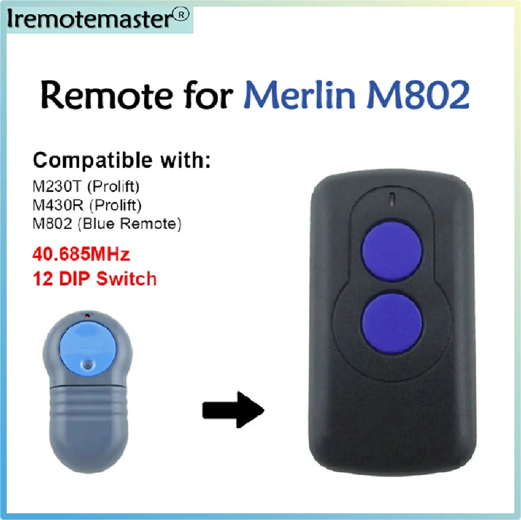 For Merlin M802 Blue Garage Door Remote Control Compatible Garage Door Remote Control Prolift 230T/430R