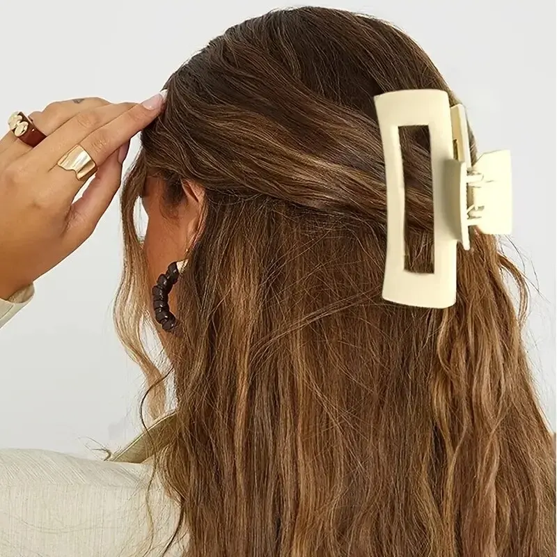 Pinza para el pelo de 4 piezas, accesorio para el cabello de estilo Simple, Color sólido, cabeza de tiburón hueca, grande