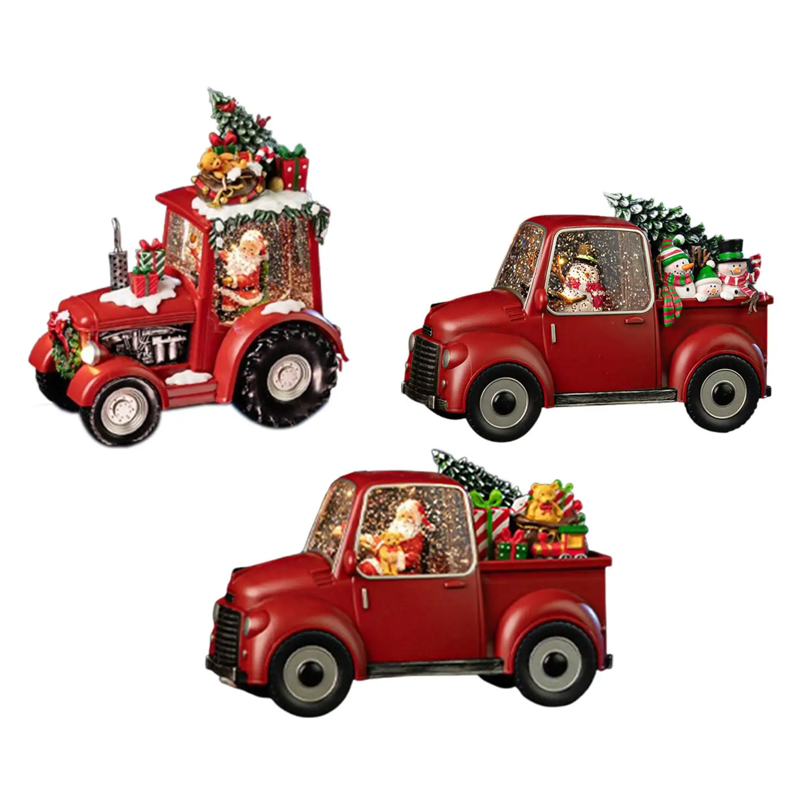 

Christmas Snow Globe Lantern Musical Lamp Retro Style Night Light Cute Home Red Car Decor for Tabletop Birthday