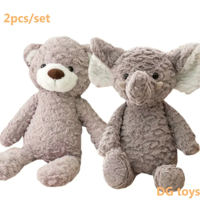 2Pcs/set High Quality Long legs Stuffed Animals Dogs Bear Pink Bunny Bunny Big Ear Elephant Baby Appease Doll for Kids Birthday