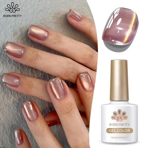 Imagen 2 del producto BORN PRETTY 10ml desnudo dorado brillo gato Gel magnético esmalte de uñas Ultra brillo colores dobles suministros de uñas de Gel UV semipermanente