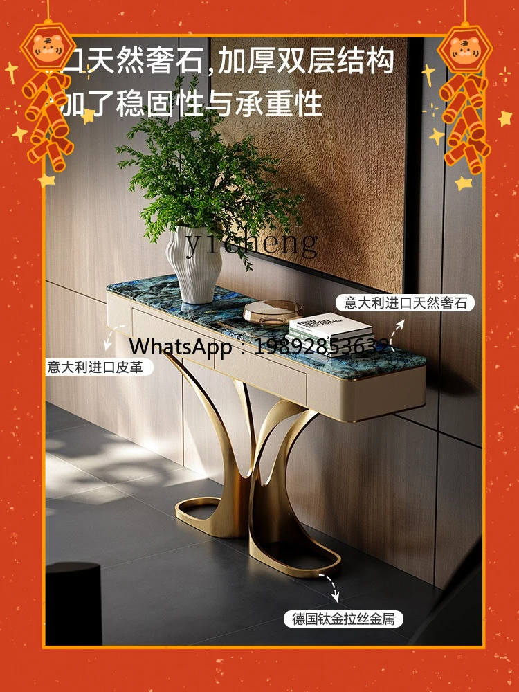 

AB facing the door, living room against the wall, high-end natural marble table