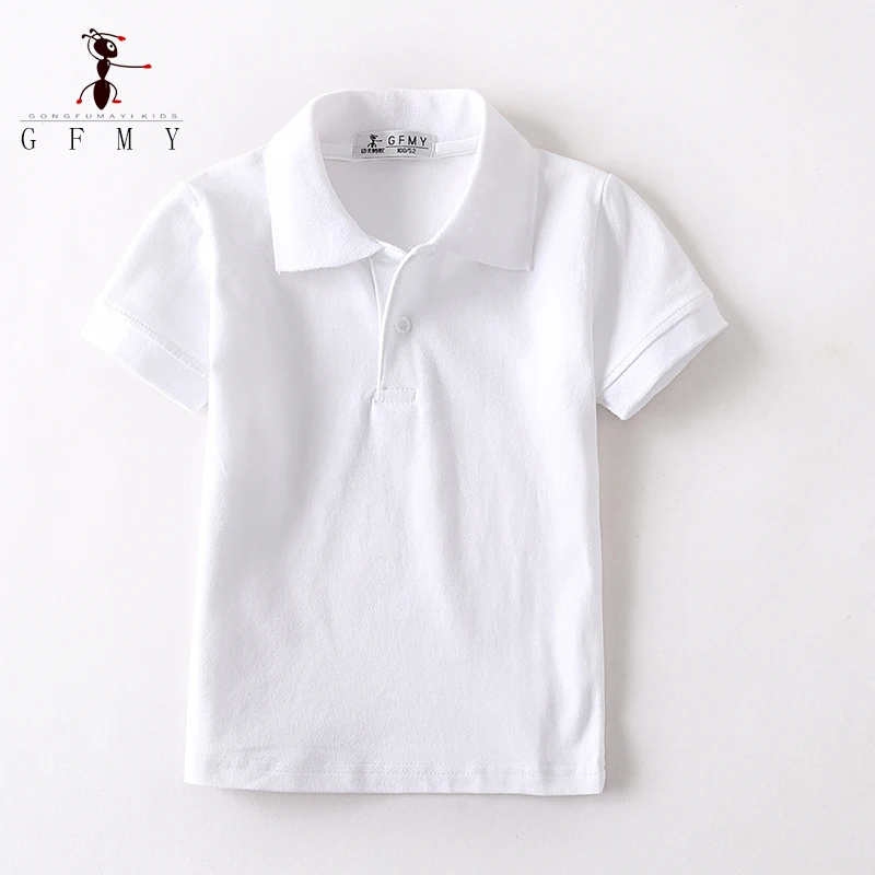 Kids Boys Lapel Short Sleeved White T-Shirt Tops Boys Summer Cotton Children\'s Polo Shirt Clothing for Boys Blouses GFMY6632