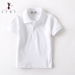 Camiseta blanca de manga corta con solapa para niños, Tops de verano, Polo de algodón para niños, ropa para niños, blusas y camisas