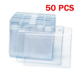 50 PCS Waterproof PVC Transparent Card Holder Plastic Id Card Badge Holders For Employee Card Student card Credit Cards
