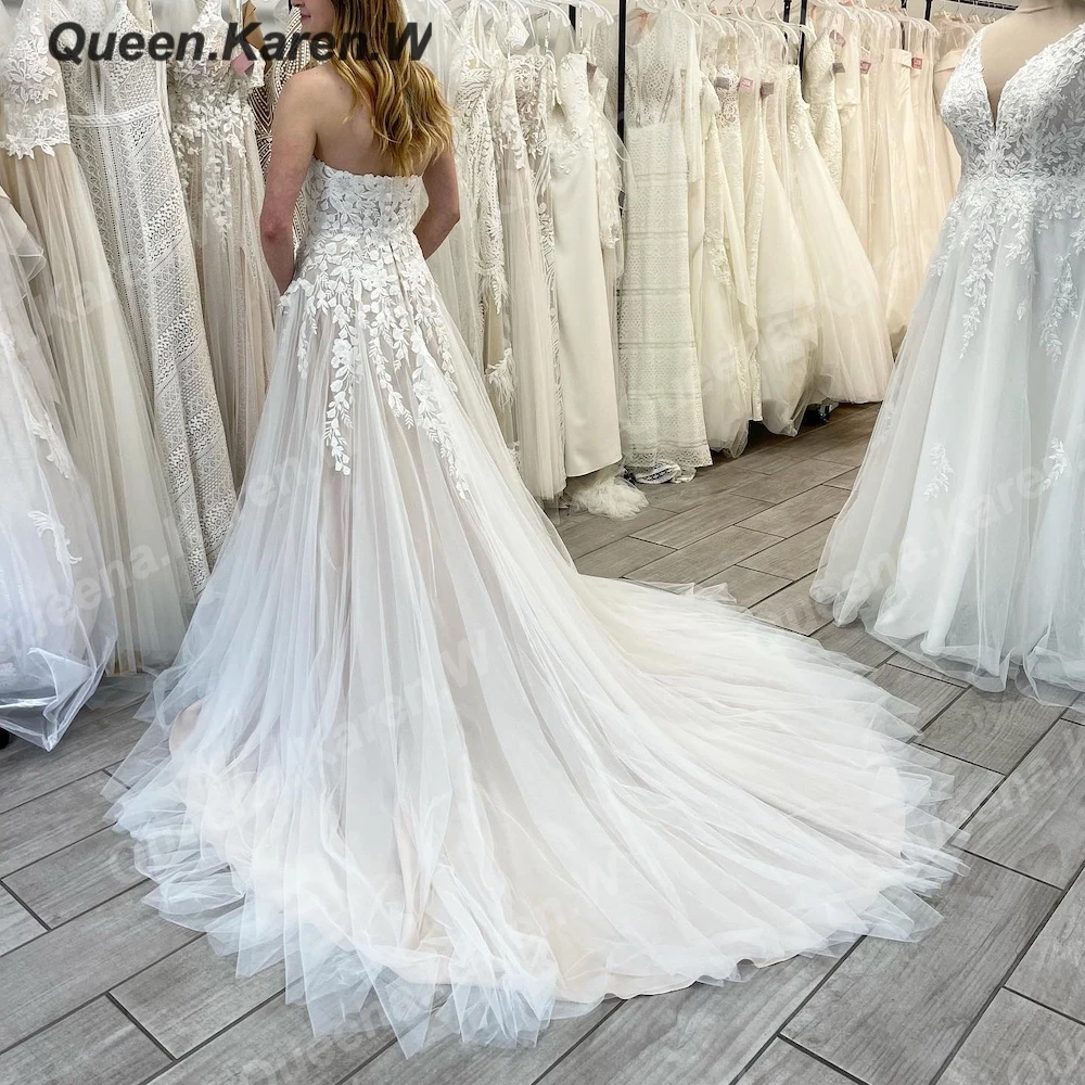 Elegantes Boho A-Linie Brautkleid mit Riemen, Spitze, Brautkleid, Robe de Mariee, A-Linie, Hochzeits-Brautkleid