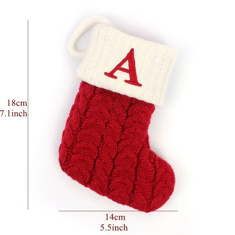 

1 piece of Christmas knitted socks A-Z letters Christmas hanging socks, family party decoration gift
