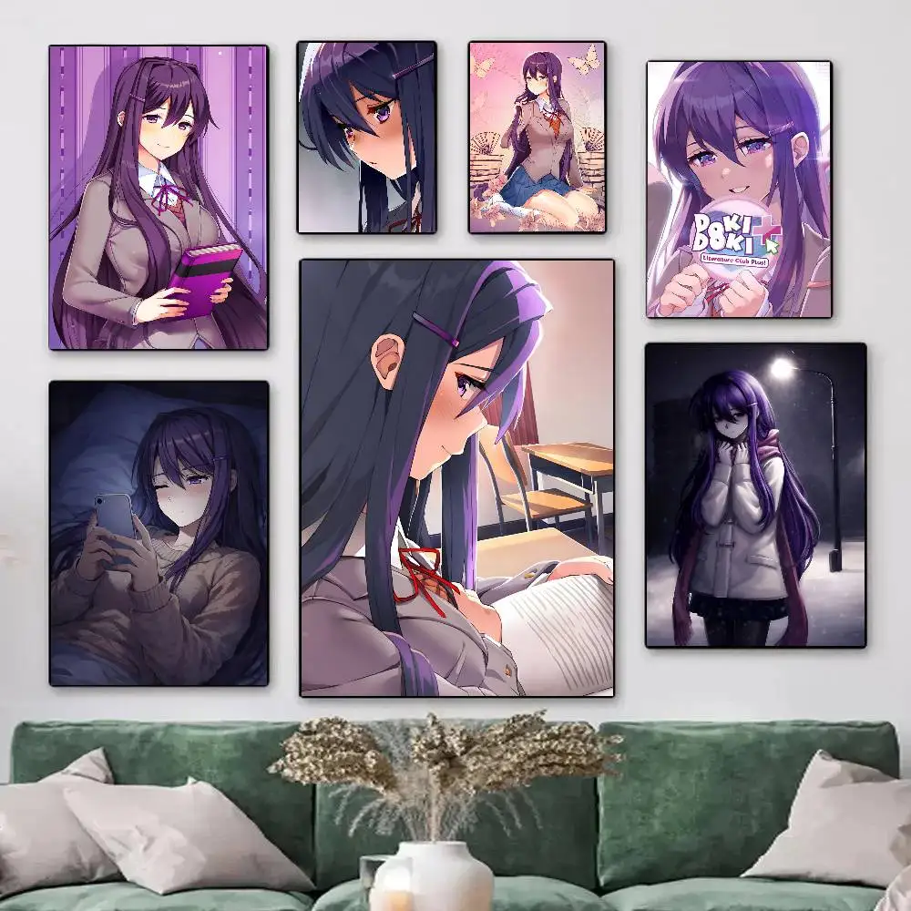 D-DDLC Spielcharaktere Yuri Anime Poster HD-Druck Vintage Wandkunst Dekoration für Zuhause und Arbeitszimmer