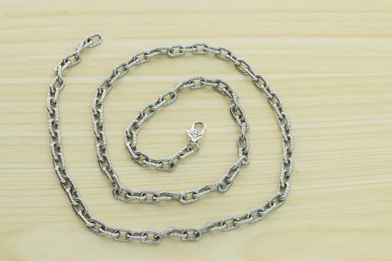 S925 Sterling Silver Chain Necklace Men Fashion handsome retro personality fashion punk national style Thai silver chain