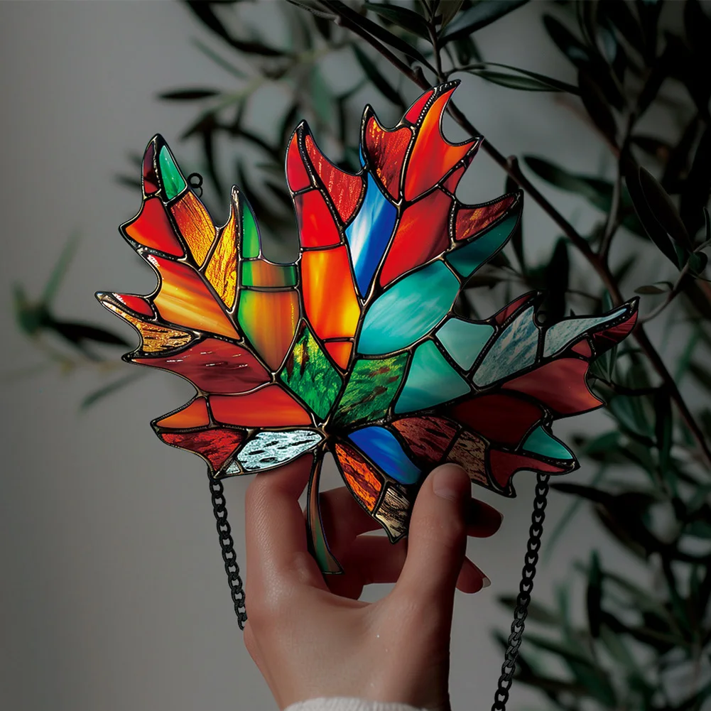 Double Sided for acrylic Sun Catcher Featuring Maple Leaf Motif for Decorative Use in For Home and Garden Settings