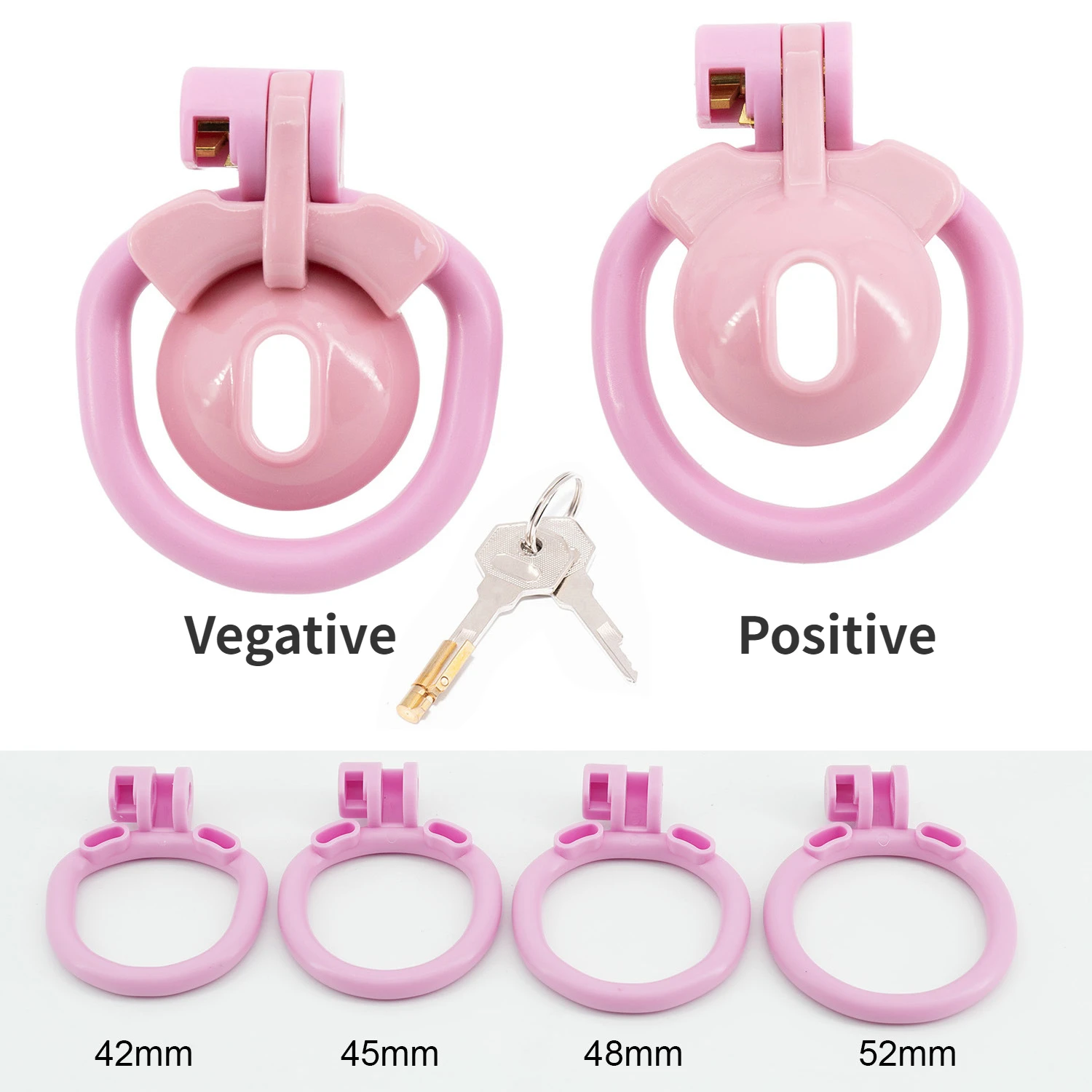 New Mini Positive/Negative Chastity Cage for Sissy CB Lock Penis Cage Black/Pink with 4 Size Cock Rings Bondage Adult Sex Toys