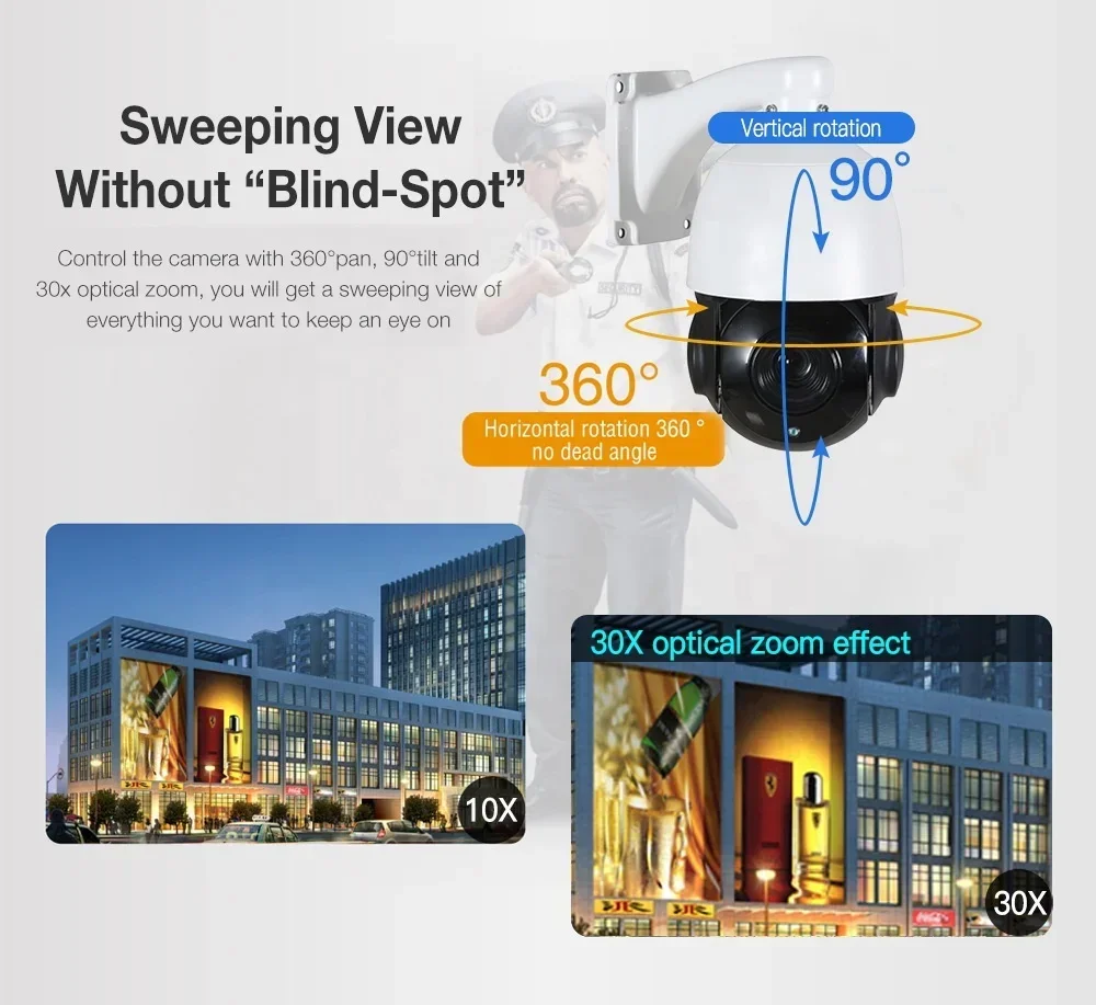 H.265 Full HD Outdoor IP66 30X ZOOM 4.5 Inch 1080P 2MP AHD CVI TVI CVBS 4 in 1 Analog IR Laser Mini Color Speed Dome Ptz Camera