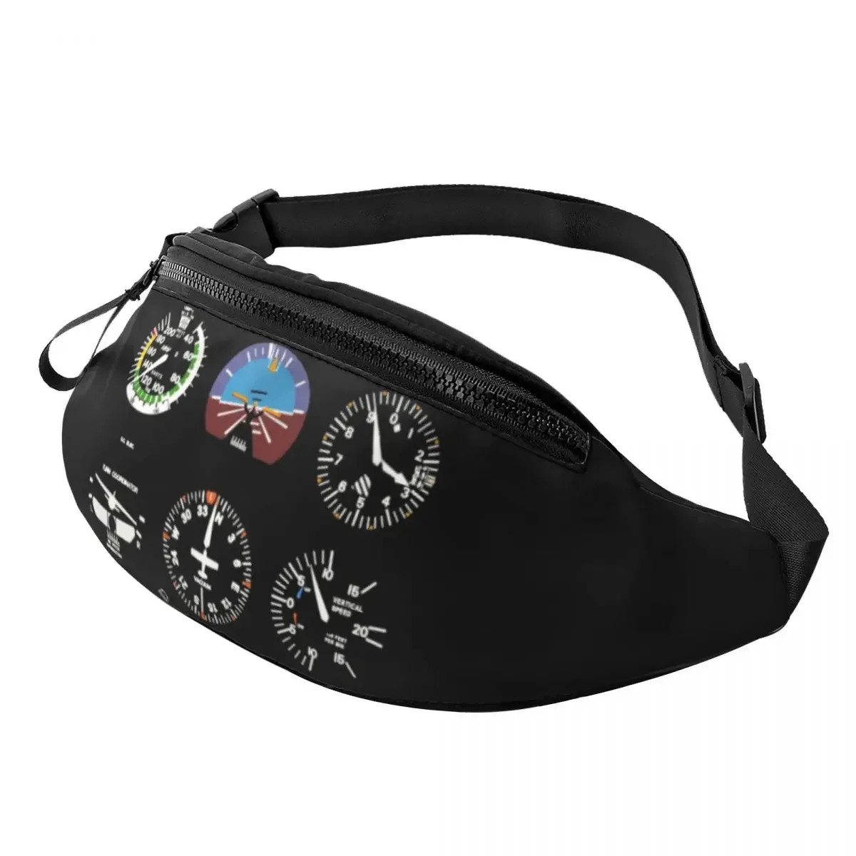 Cockpit Six Dials Flight Simulator Pilot Fanny Pack Men Women Airplane Crossbody Waist Bag for Camping Biking Phone Money Pouch