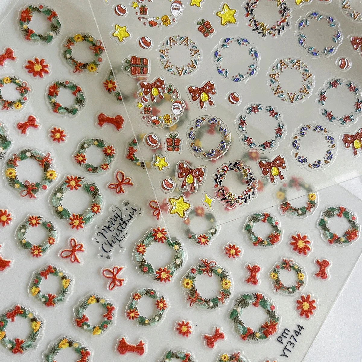 Bow Christmas Wreath Nail Art Sticker