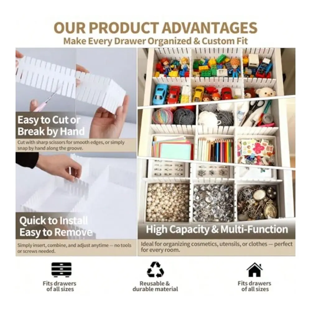 

Divider Adjustable Diy Storage Organizer Separator For Tidying Clutter Cutlery Makeup Clothes Of Dresses Desk And Box In Kitche