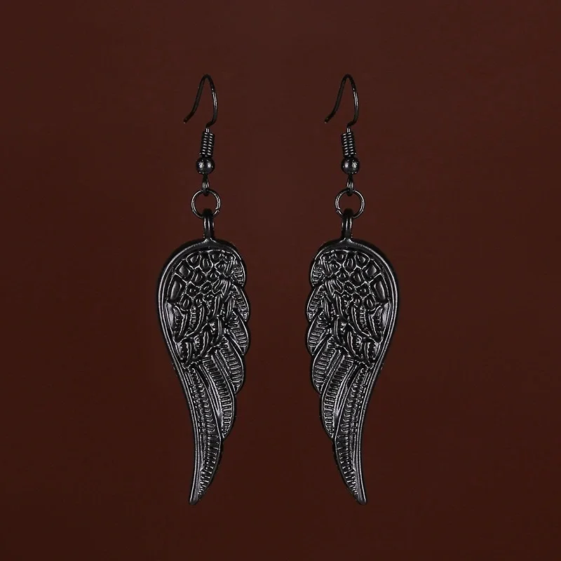 Silvery Angel Wings Design Dangle Earrings Elegant Feather Retro Style Iron Jewelry Exquisite Gift For Women Girls Daily Casual