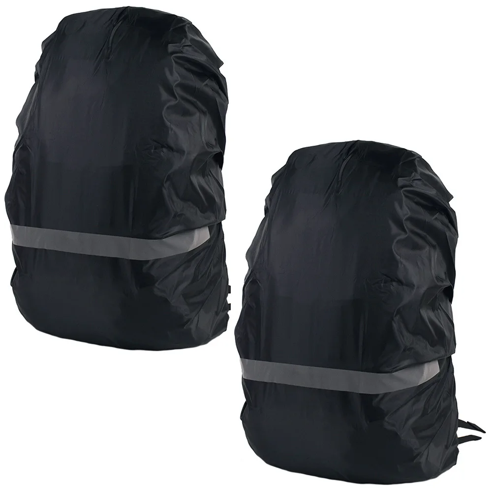 

2pcs Reflective Waterproof Backpack Rain Cover For Hiking Camping Travel Elastic Edging Strong Water Repellent Night Safety