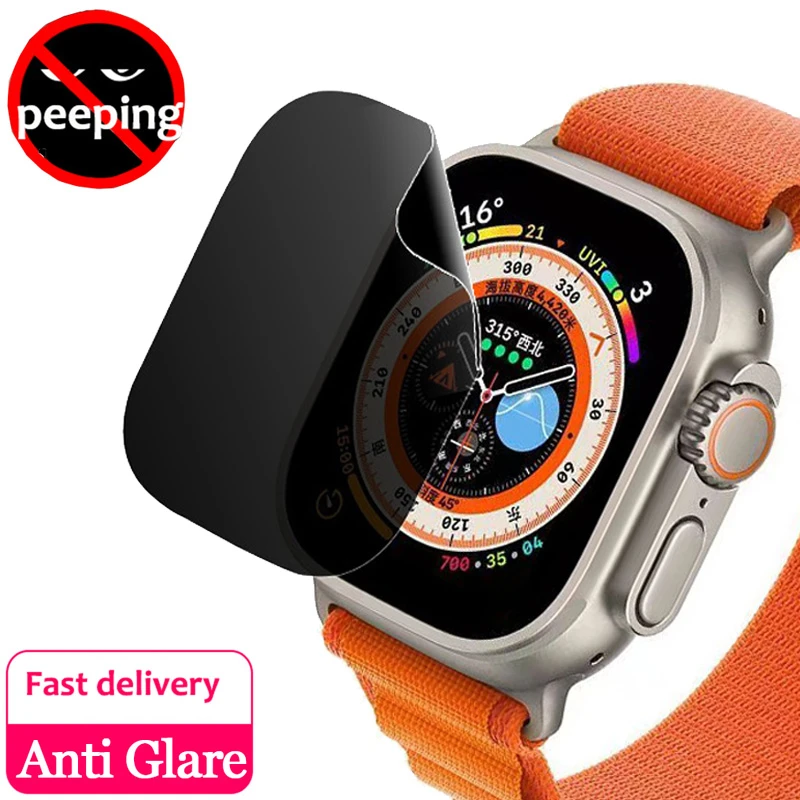 Anti-Spy Screen for Apple Watch Ultra 49mm 45mm 41mm HD Clear Privacy Moniter Iwatch Series 9 8 7 6 SE 5 4 3 40mm 44mm NoPeeping