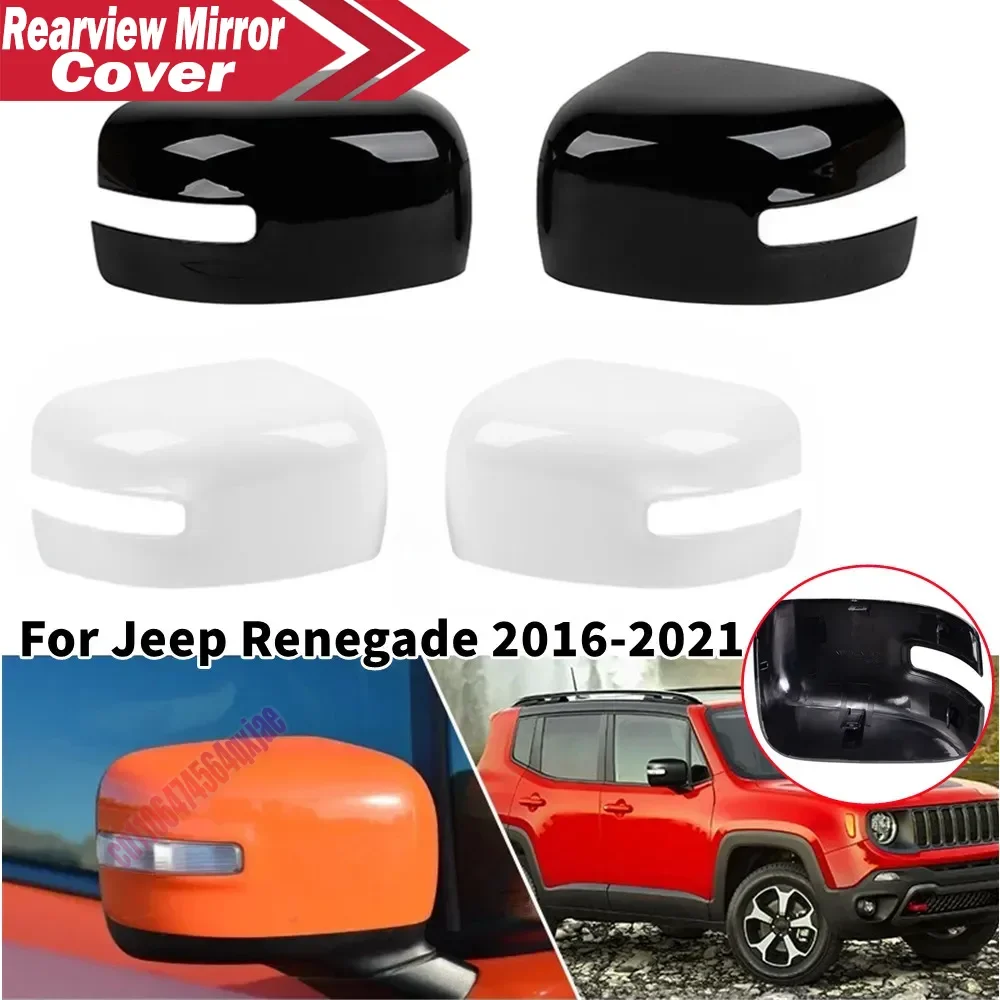 For Jeep Renegade 2016-2022 With Signal ABS Car Rearview Side Mirror Cover Wing Cap Exterior Door Housing Trim Adhesive Sticker