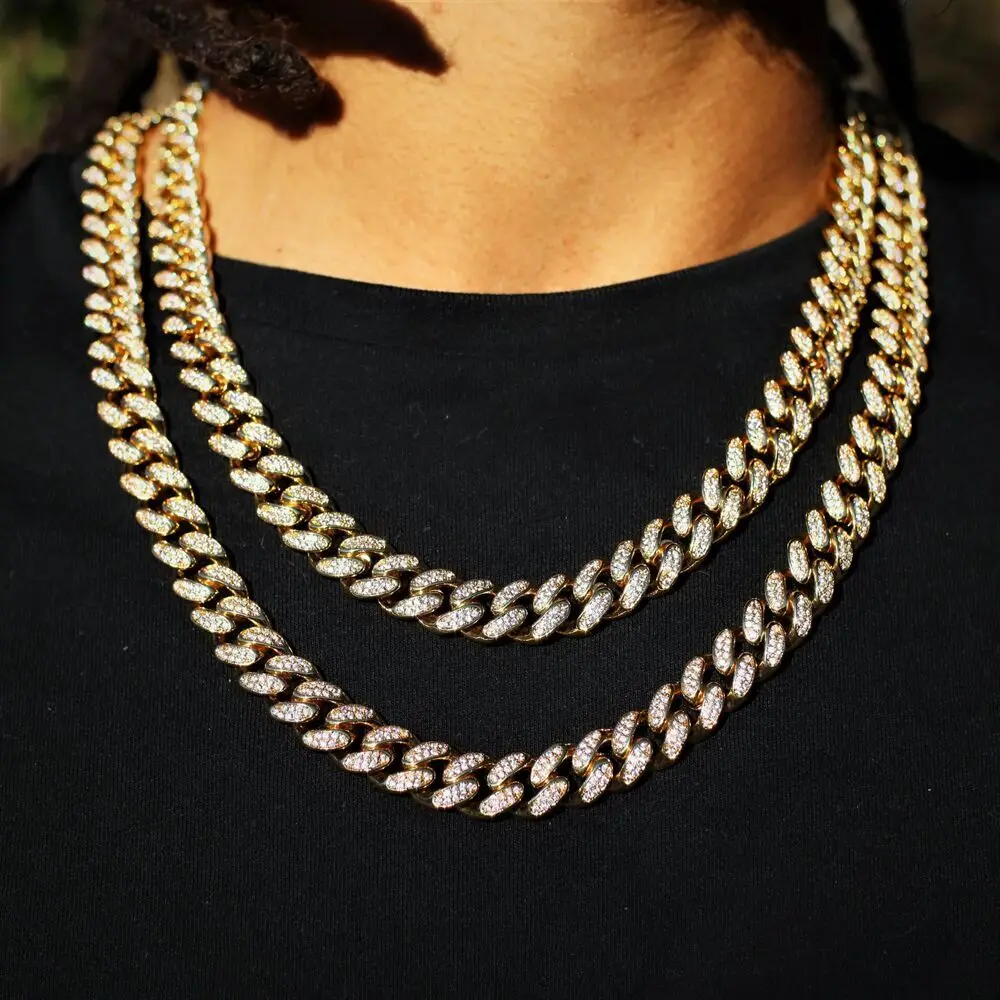 

10mm 12mm Hiphop Cuban Link Chain 2 Rows VVS Iced Out 925 Sterling Silver Miami Moissanite Cuban Chain