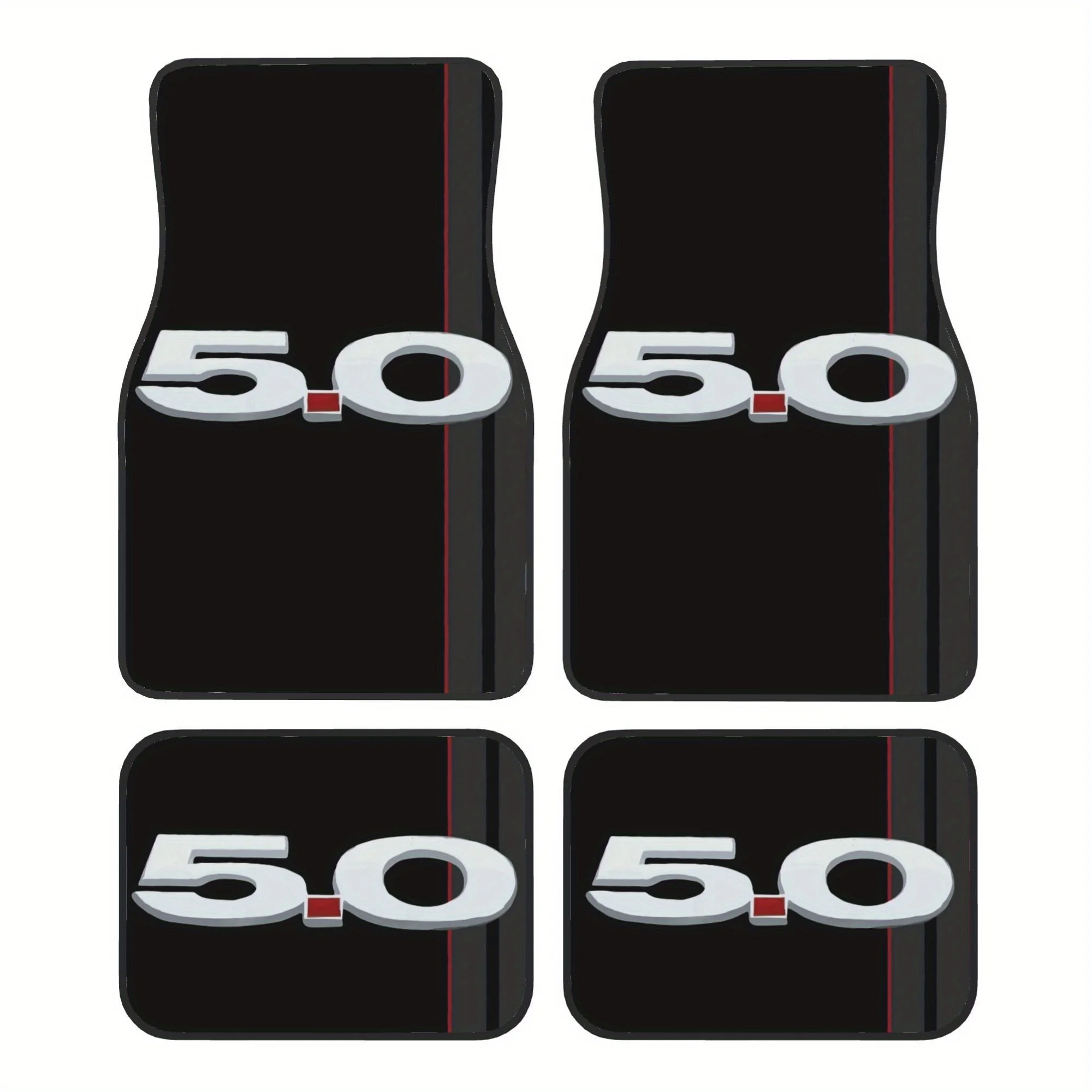 4pcs Set Mustang GT Coyote No. 5 Car Floor Mats | Polyester Interior Decoration Mats, Universal Fit, Fun Design
