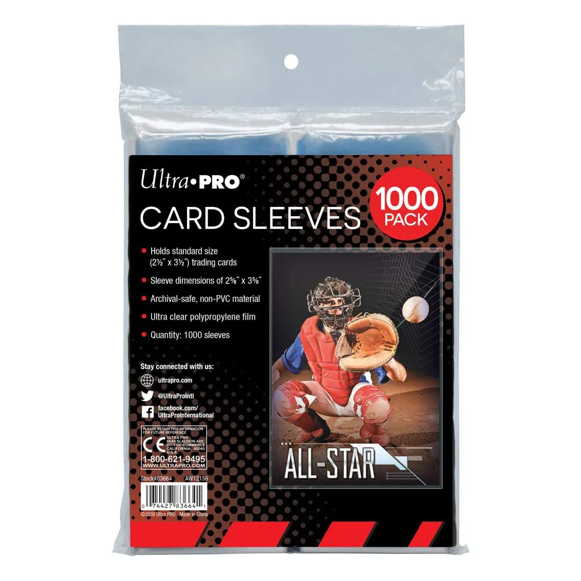 Ultra PRO Clear Card Sleeves for Standard Size Trading Cards measuring 2.5\