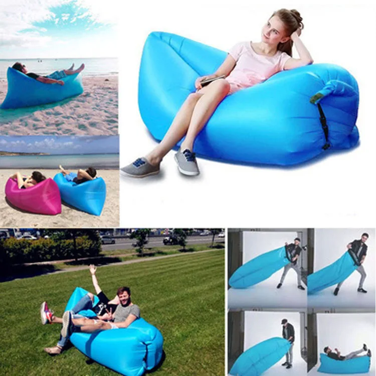 Camping outdoor beach lazy air sofa sleeping bag air bed folding fast air sofa