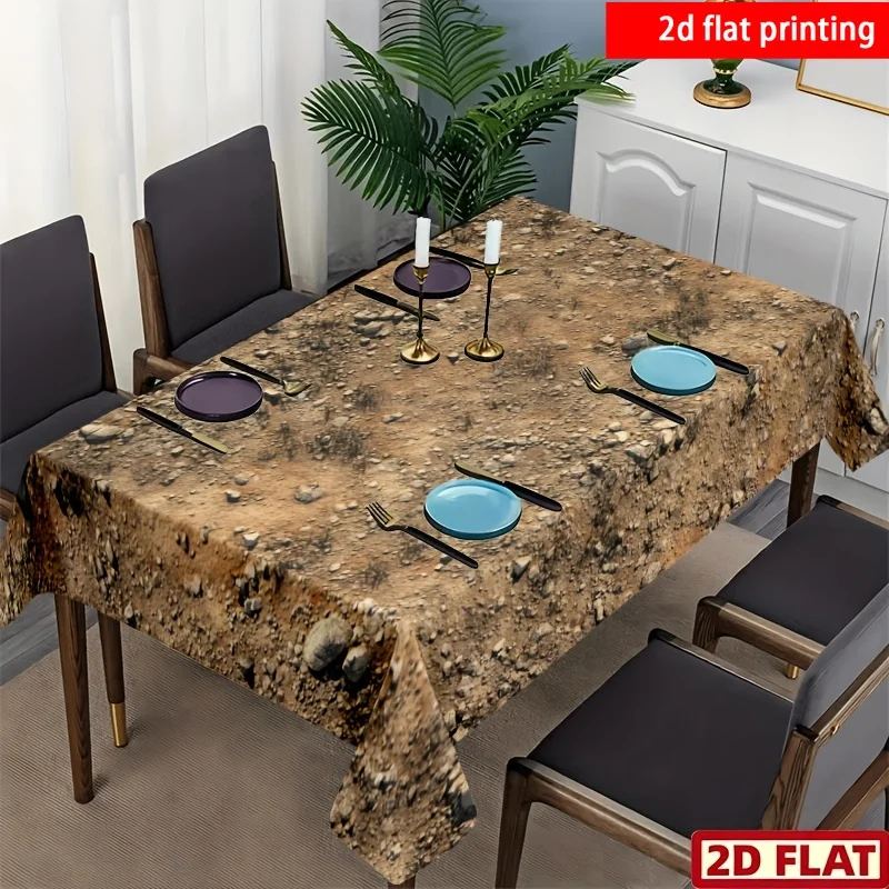 One piece of sandstone surface and gravel, dry grass texture tablecloth
